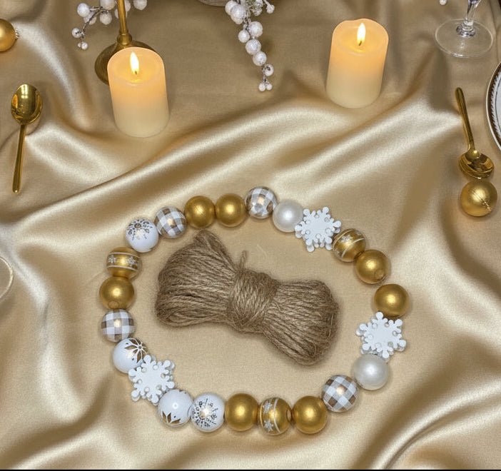 Wood Beaded Tassel Garland Kit, Golden Snowfall
