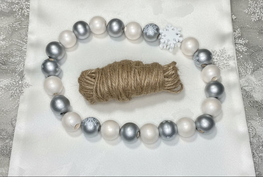 Wood Beaded Tassel Garland Kit, Shimmering Snow