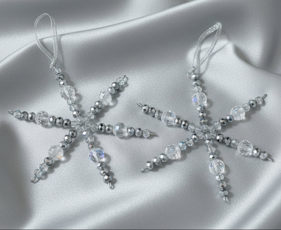 Silver Frost Snowflake Ornaments