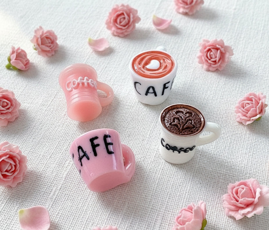 Resin Coffee/Cafe' Charms, Variety 4 pk