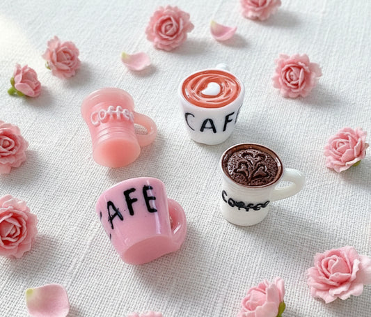 Resin Coffee/Cafe' Charms, Variety 4 pk