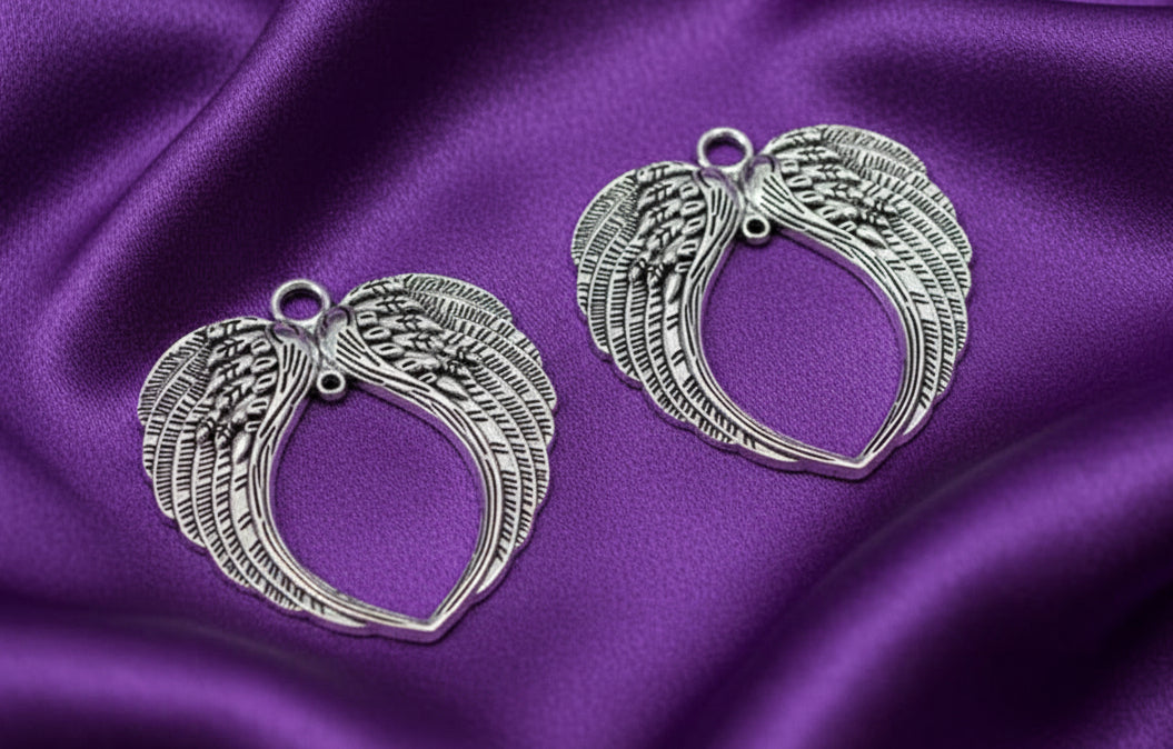 Tibetan Style Heart and Wing Pendant 68mm