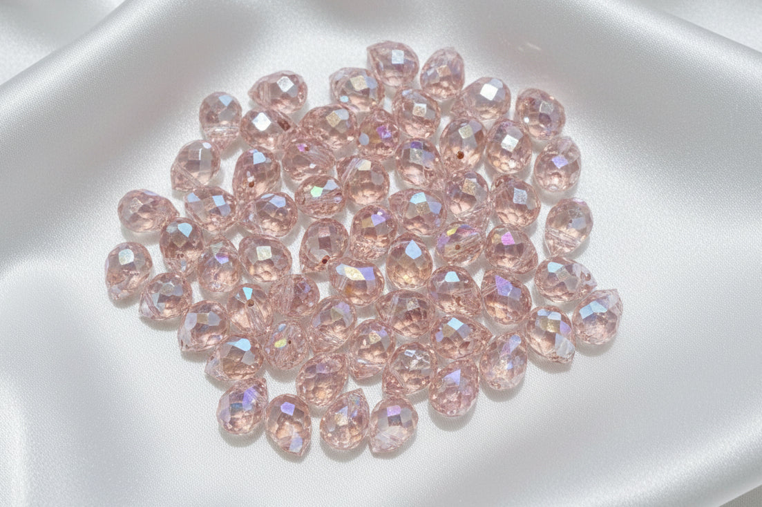 Briolette Crystals, Pink 10mm
