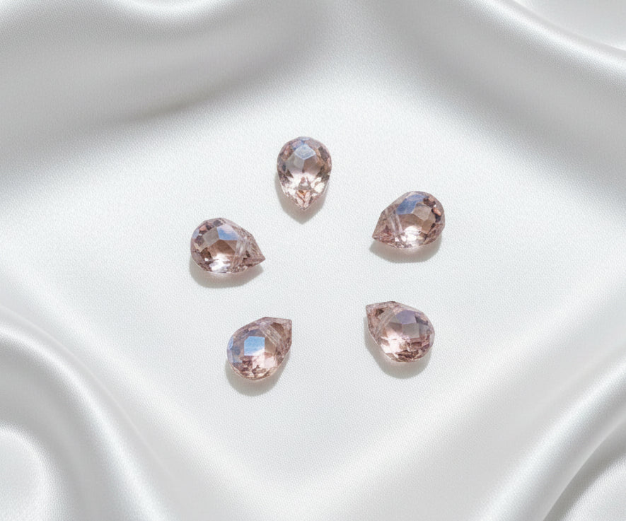 Briolette Crystals, Pink 10mm