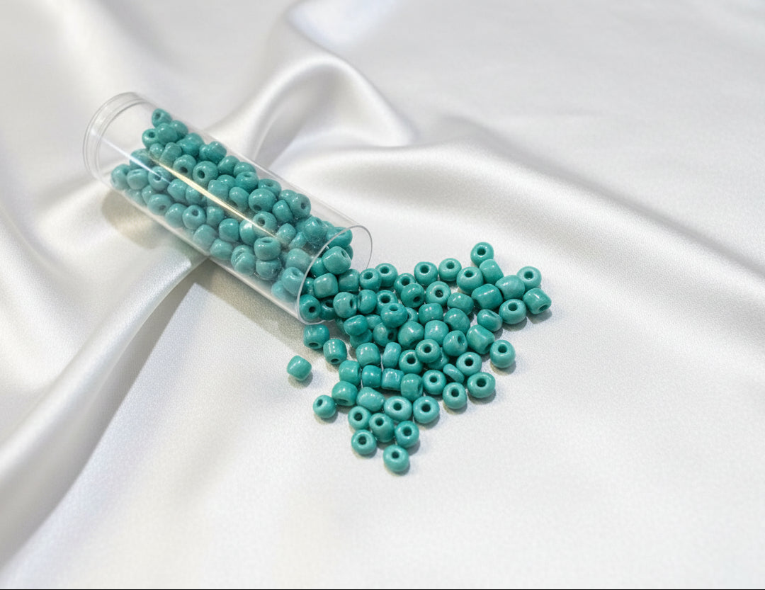 6/0 Glass Seed Beads Beach Green Opal Luster