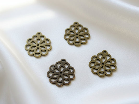 Laser Cut Flower Charms 304SS