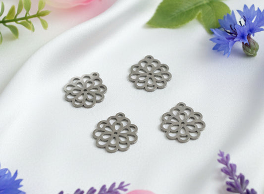 Laser Cut Flower Charms 304SS