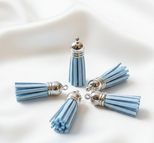Faux Suede Tassels Blue