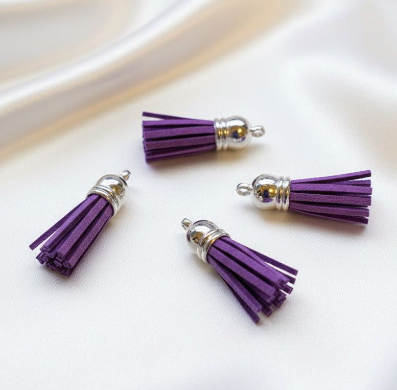 Faux Suede Tassels Purple