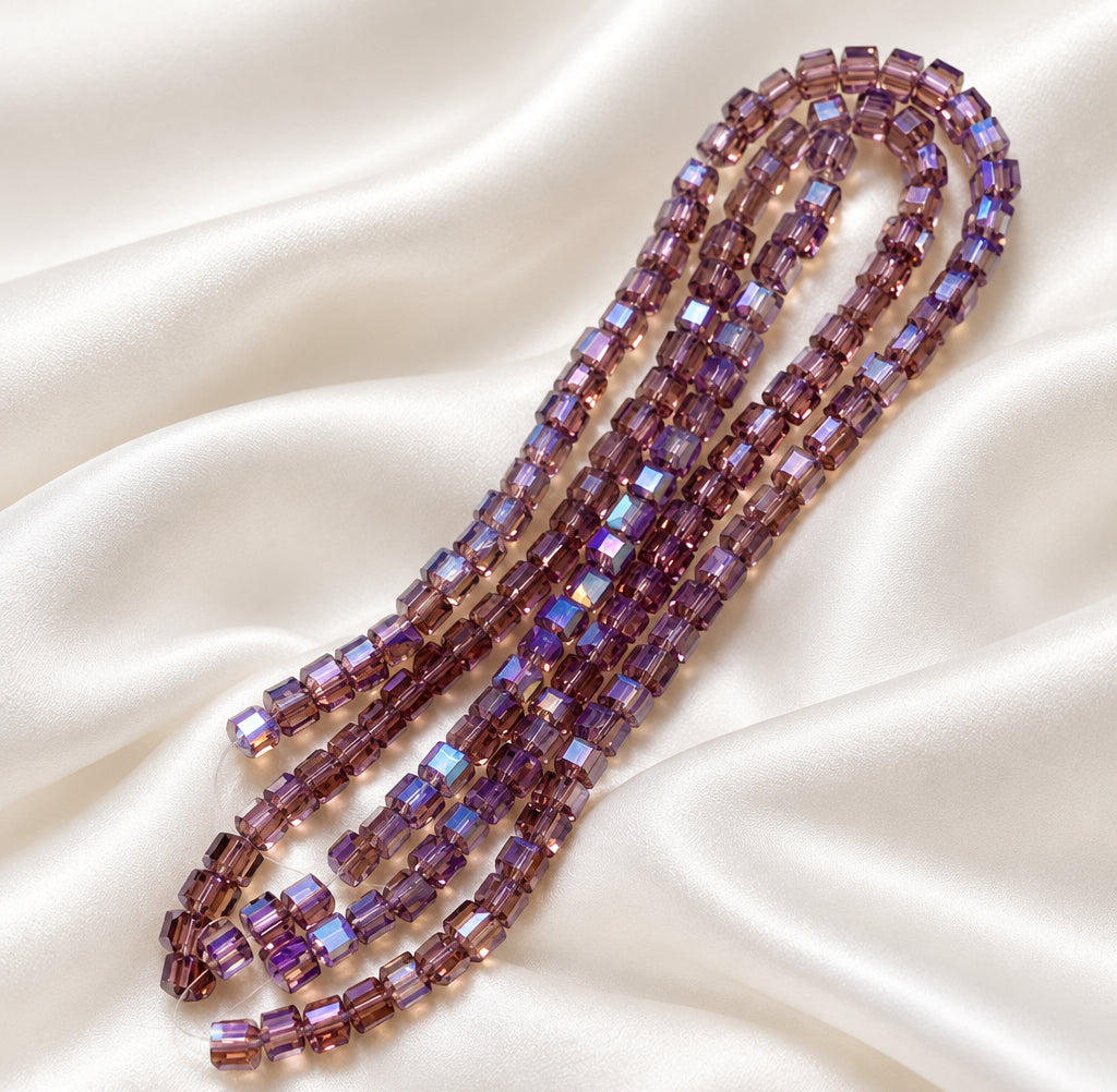 Faceted Cuboids Purple AB 4mm