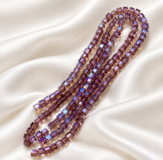 Faceted Cuboids Purple AB 4mm