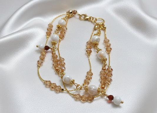 Shell Pearl Floating Chain Multi-strand Bracelet