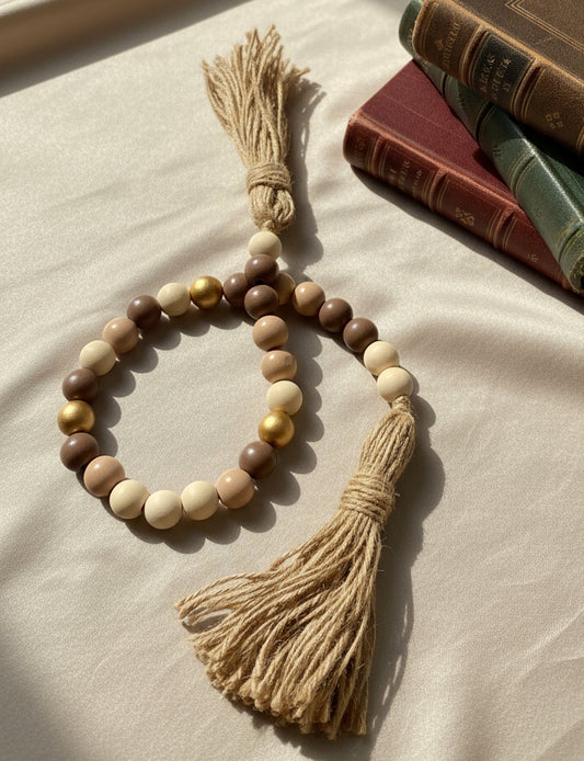 Wood Beaded Tassel Garland Decor'