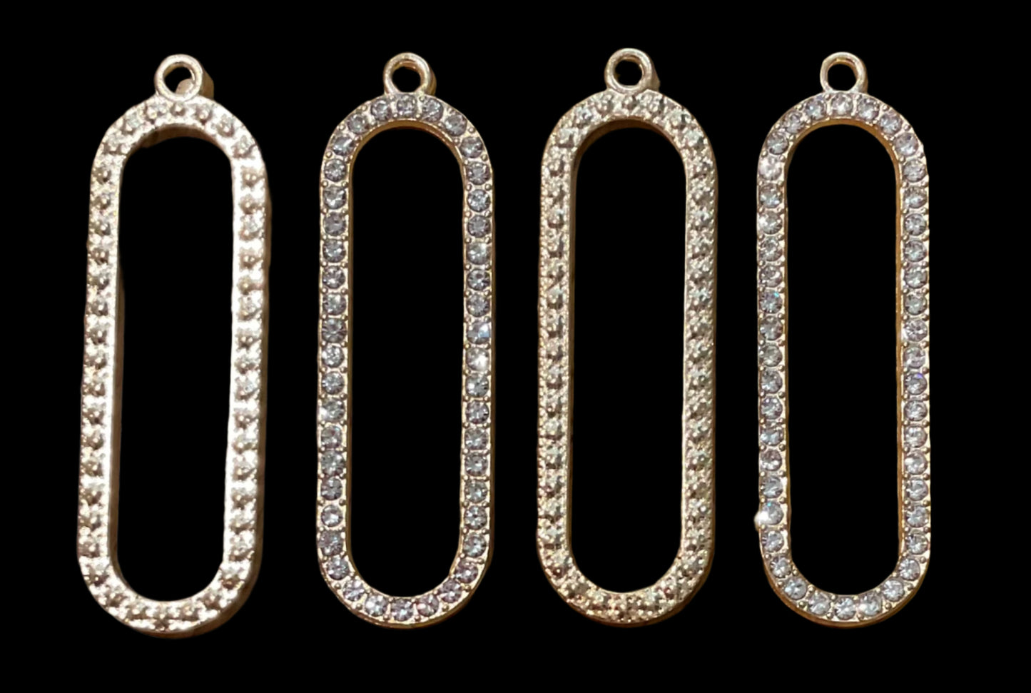 Rhinestone Studded Rectangle Pendants, Gold