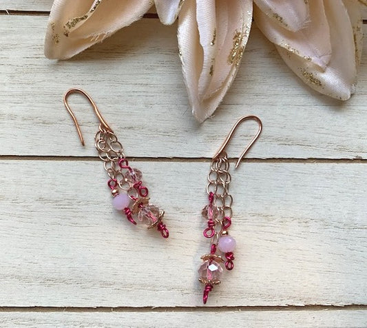 Hot Pink Rose Gold Earrings