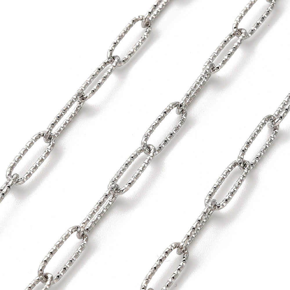 12mm Textured Paperclip Chain Stainless Steel by the yard