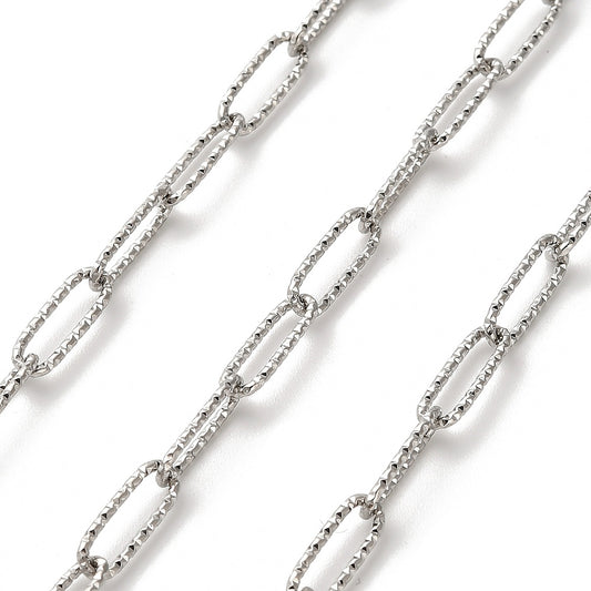12mm Textured Paperclip Chain Stainless Steel by the yard