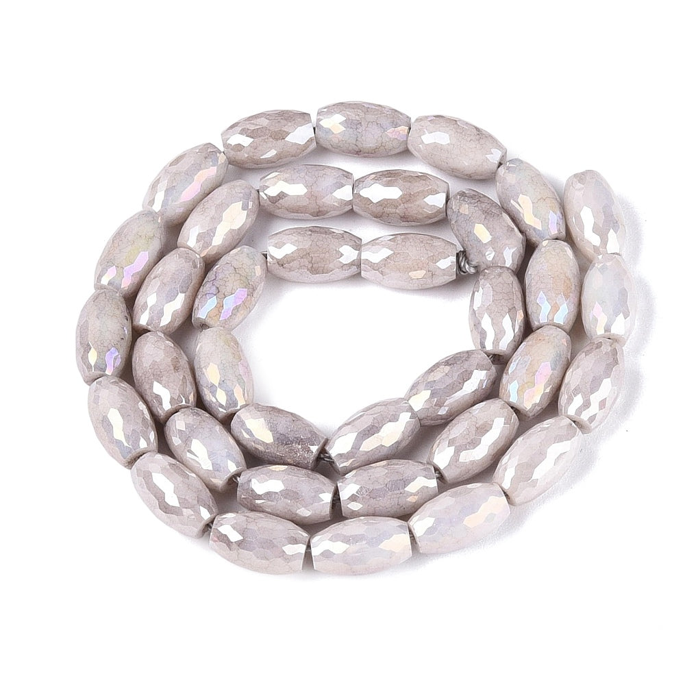 Faceted Crackle Rice Beads Thistle 9.5mm