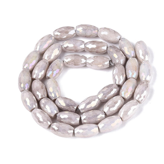 Faceted Crackle Rice Beads Thistle 9.5mm