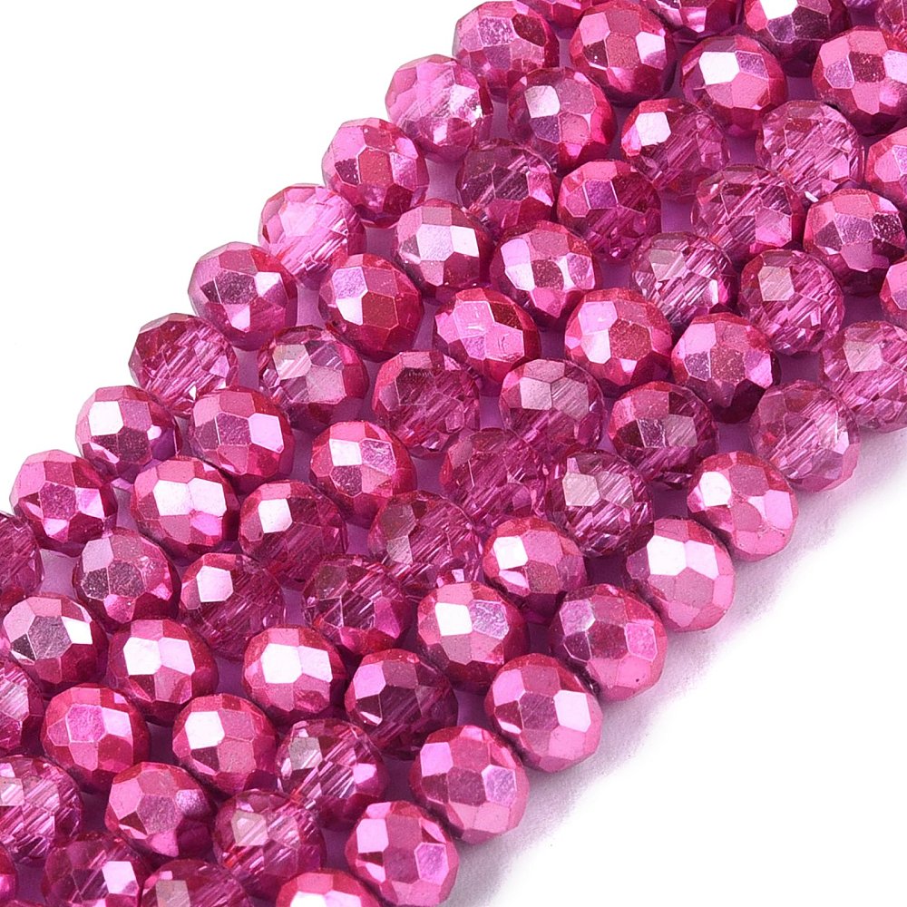 Rondelles Metallic Fuchsia Pink 4mm