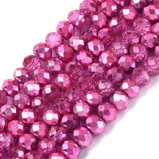 Rondelles Metallic Fuchsia Pink 4mm
