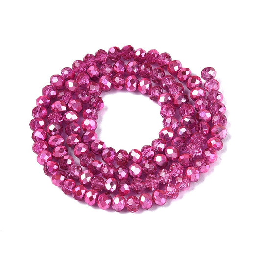 Rondelles Metallic Fuchsia Pink 4mm