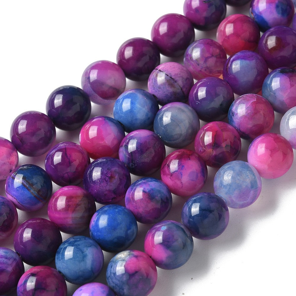 Natural Agate Royal Blue/Fuchsia 10mm