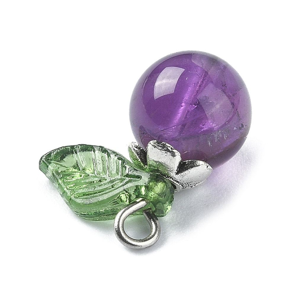 Natural Amethyst Apple Fruit Charm 6mm