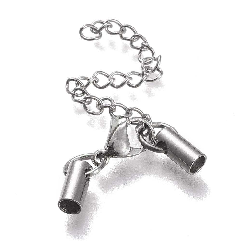 Cord Ends with Clasp & Extender Chain 304SS