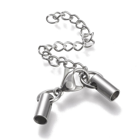 Cord Ends with Clasp & Extender Chain 304SS