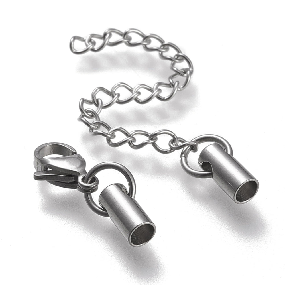 Cord Ends with Clasp & Extender Chain 304SS