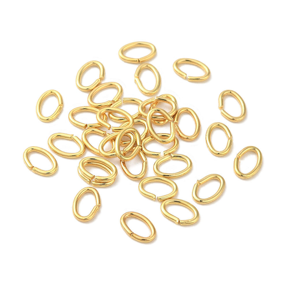 18K GP 304SS Oval Jump Rings 6mm 20 gauge