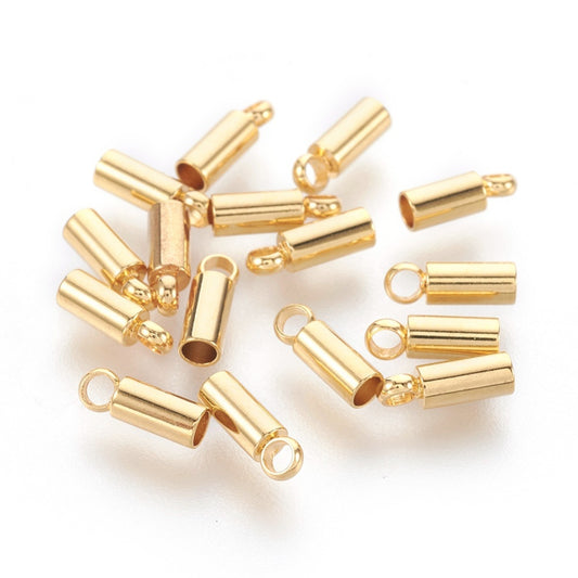 Barrel Cord Ends 18K GP 304SS