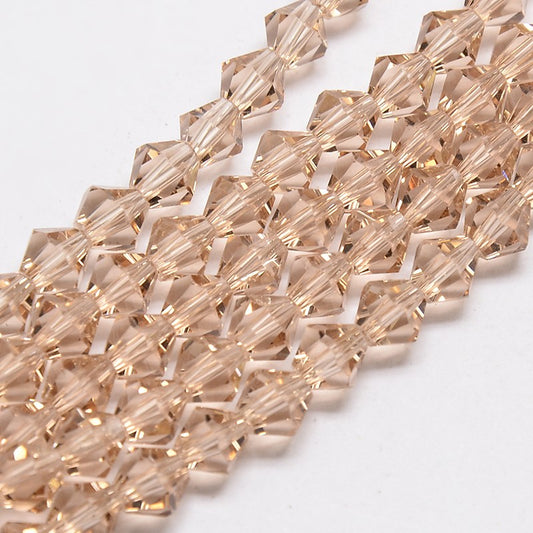 Bicones, Imitation Austrian, Champagne 4mm