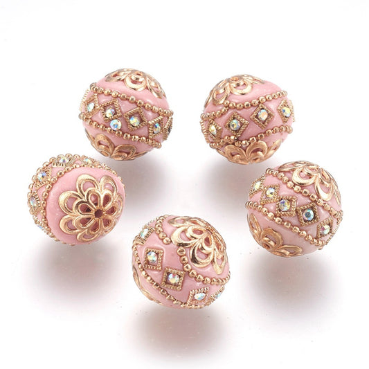 Handmade Indonesian Beads, Pink