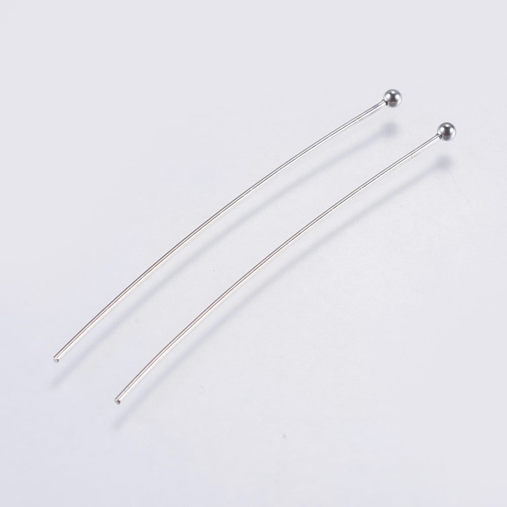 Stainless Steel Ball end Headpins 50mm VALUE PACK