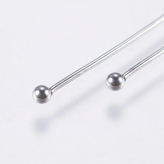 304SS Ball End Headpins 50mm VALUE PACK