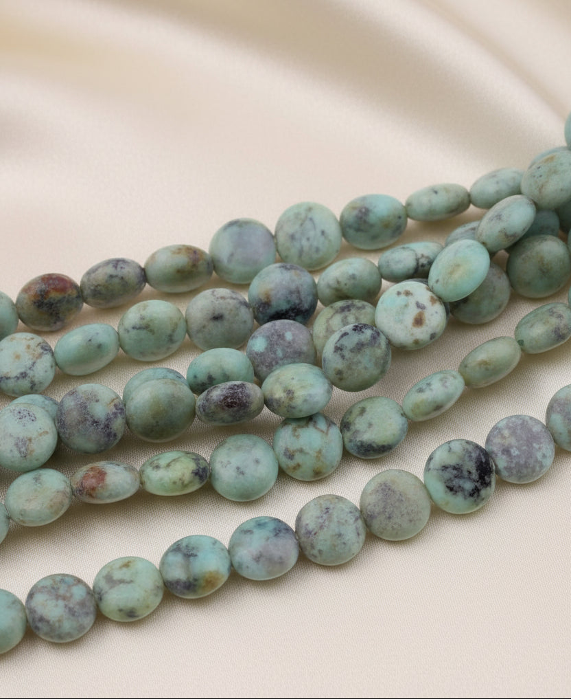 African Turquoise Puff Coin 8mm