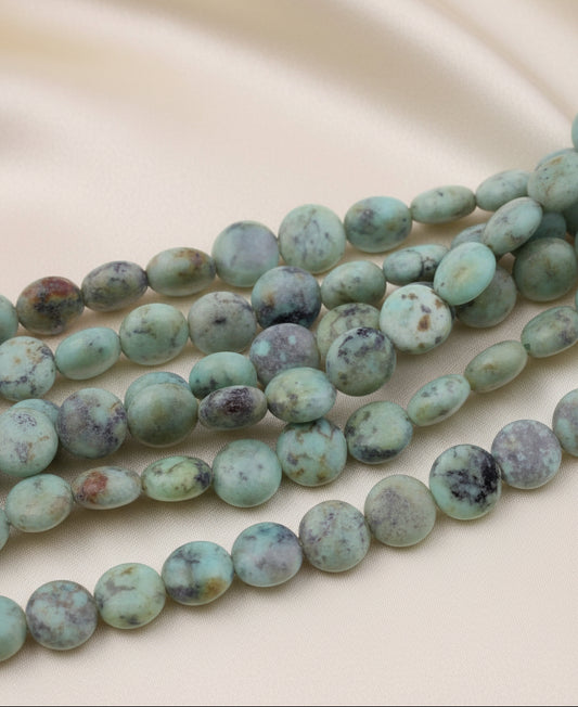 African Turquoise Puff Coin 8mm