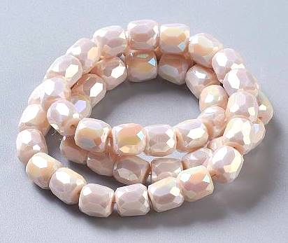 Faceted Barrel Beads, Peach 5.5mm