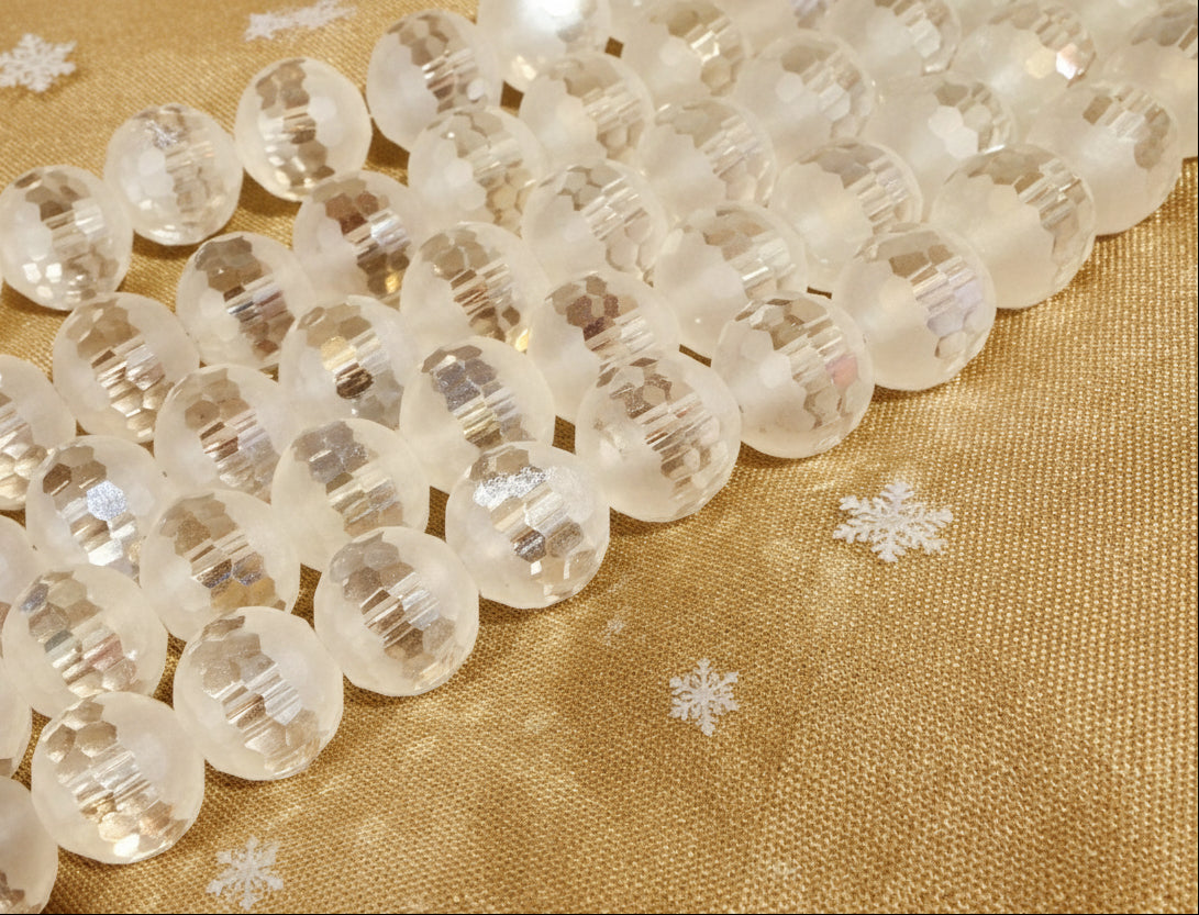 Glass Window Beads, Frost White 10mm