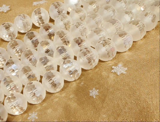 Glass Window Beads, Frost White 10mm