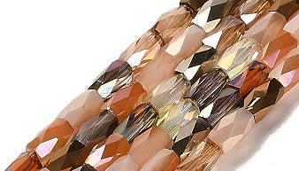 Column Faceted Beads, Sandy Brown 7mm