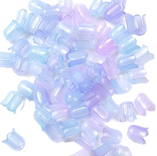 Tulip Flower Bead Cones, Lilac/Blue