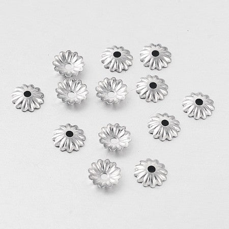 Tibetan Petal Bead Caps 316 Surgical Stainless Steel 6mm