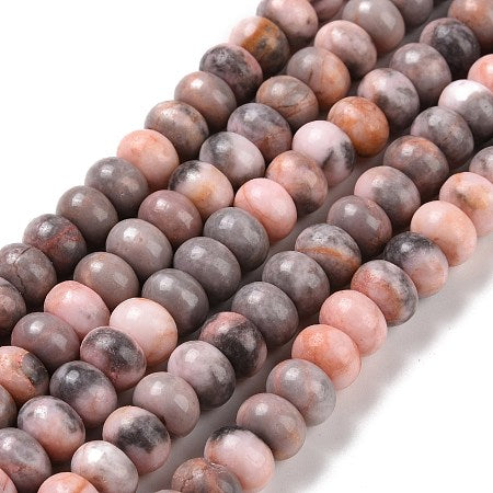 Pink Zebra Jasper Rondelle, 8mm
