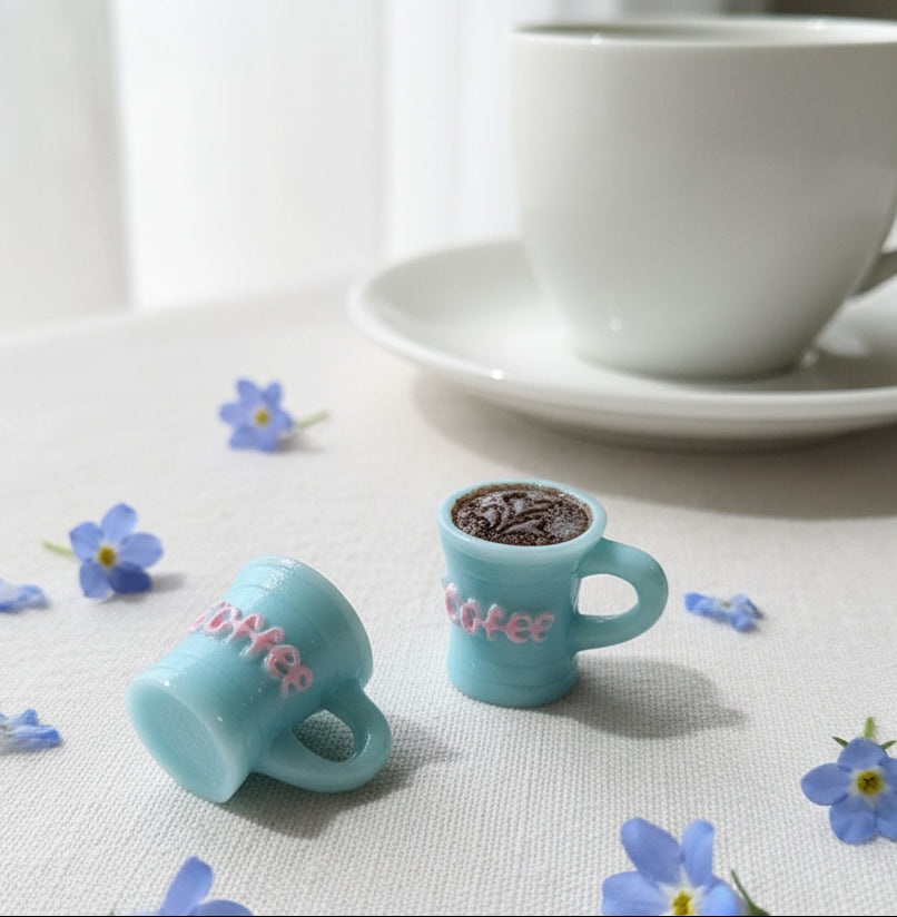 Resin Coffee Charms, Blue