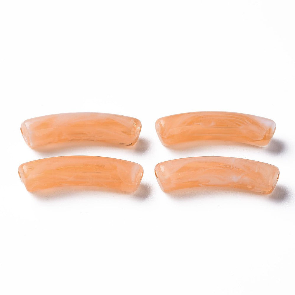 Tube Curved Beads, Light Salmon