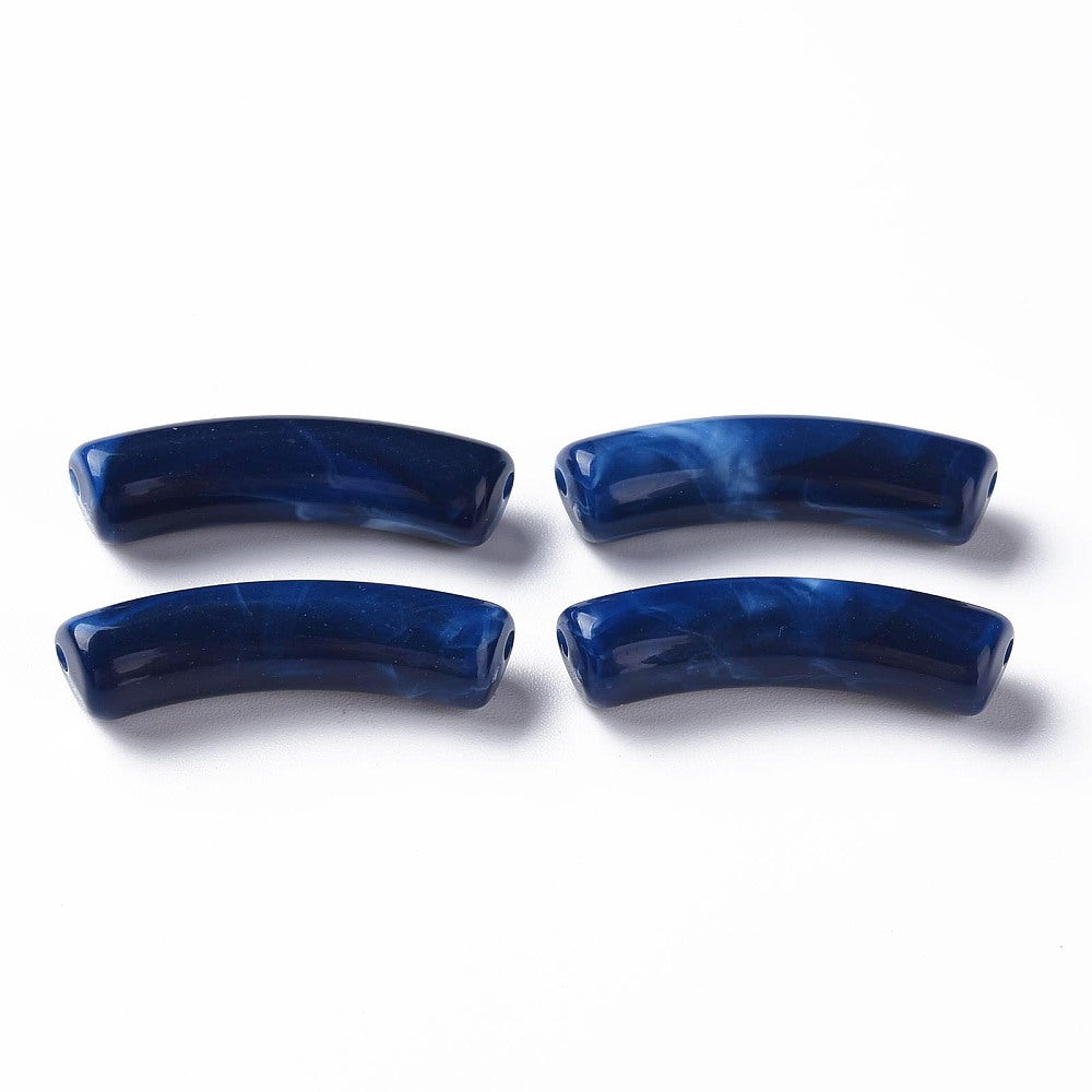 Tube Curved Beads, Prussian Blue