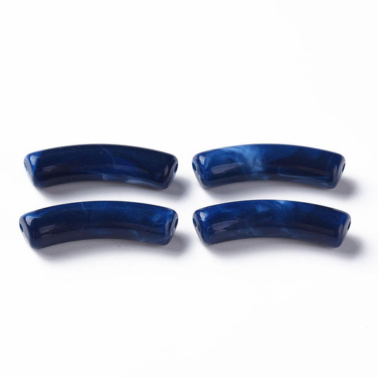 Tube Curved Beads, Prussian Blue